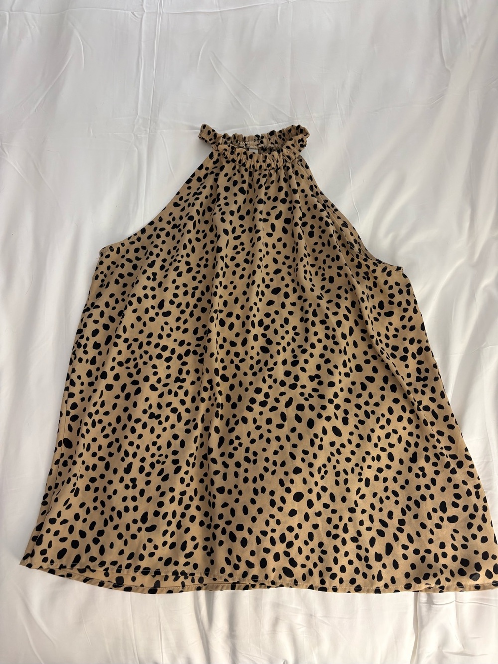 Sleeveless High-Neck Animal Print Top